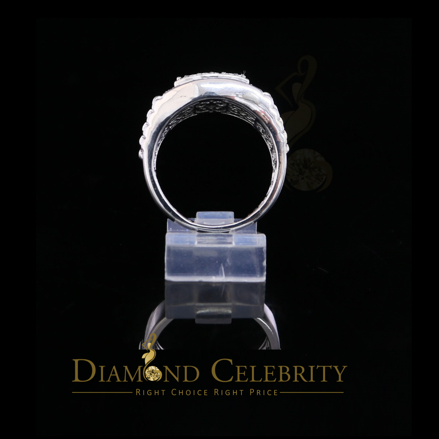 DiamondCelebritees 0.25 CT Real Diamond 925 Sterling White Silver With Fashion Men's Ring Size 10