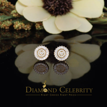 DiamondCelebritees  Yellow 925 Sterling Silver 0.24ct Cubic Zirconia For Women's Round Earrings
