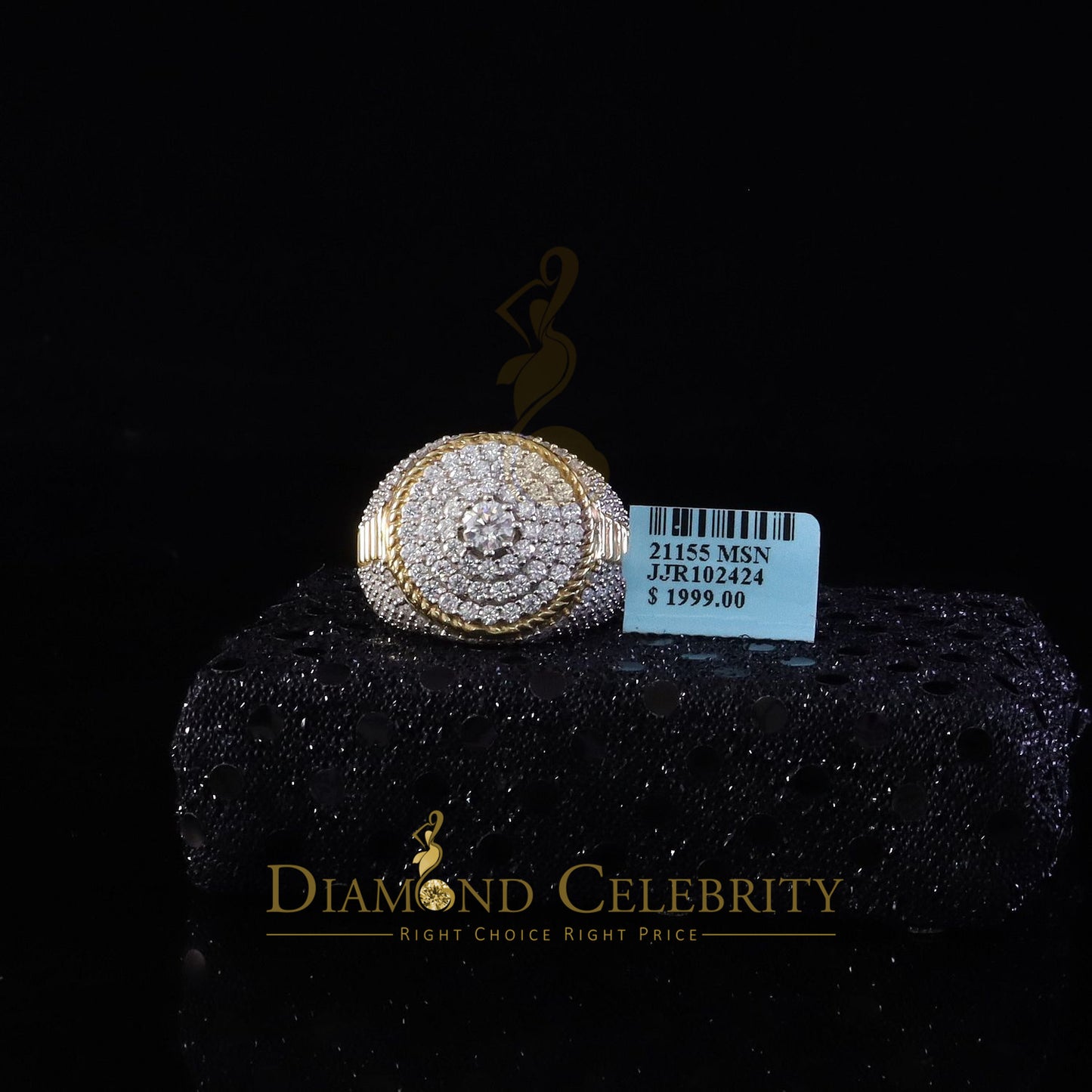 DiamondCelebritees Yellow 925 Silver 6.00ct VVS 'D' Moissanite Stone Round Rings Size 10 Men's