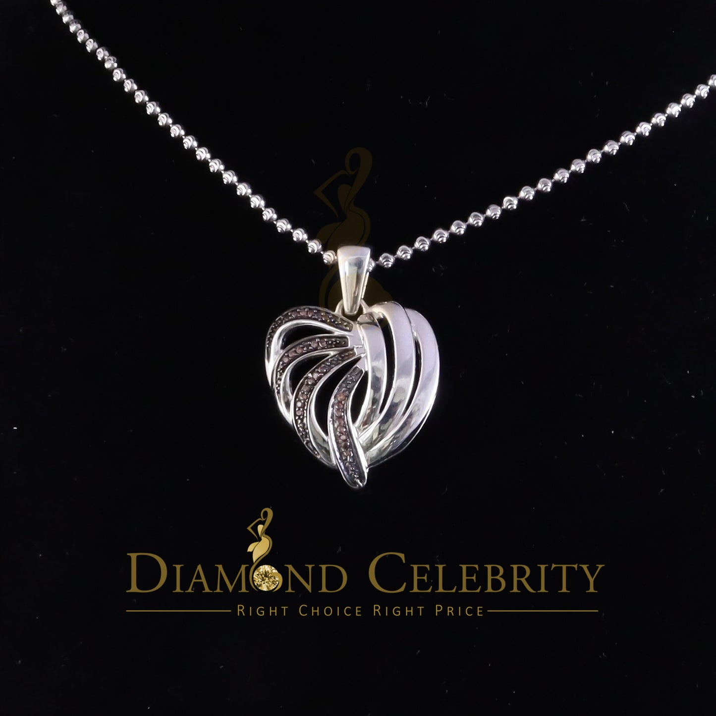 DiamondCelebritees White Heart Shape looking 925 Sterling Silver Pendant 0.22ct Cubic Zirconia