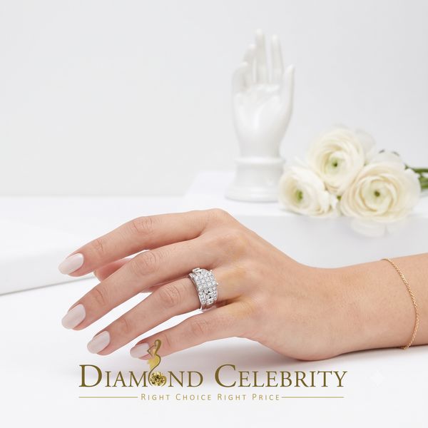 DiamondCelebritees Cinderella Rectangle Real 0.16ct Diamond 925 Silver White Womens Ring Size 8