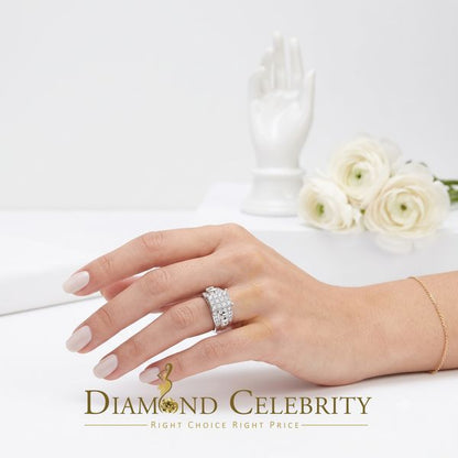 DiamondCelebritees Cinderella Rectangle Real 0.16ct Diamond 925 Silver White Womens Ring Size 8