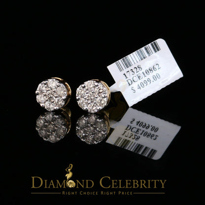 DiamondCelebritees 1.25CT Real Diamond with 10K Real Yellow Gold Men's/Women's Stud Earrings