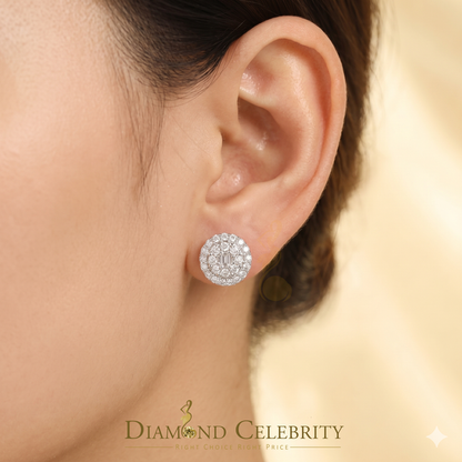 DiamondCelebritees  925 Sterling White Silver 1.86ct Cubic Zirconia Round Women's Stud Earrings