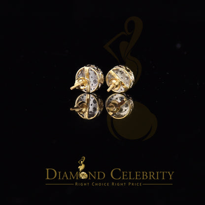 DiamondCelebritees 10K Real Yellow Gold with Real 1.00ct Diamonds Round Stud Earrings