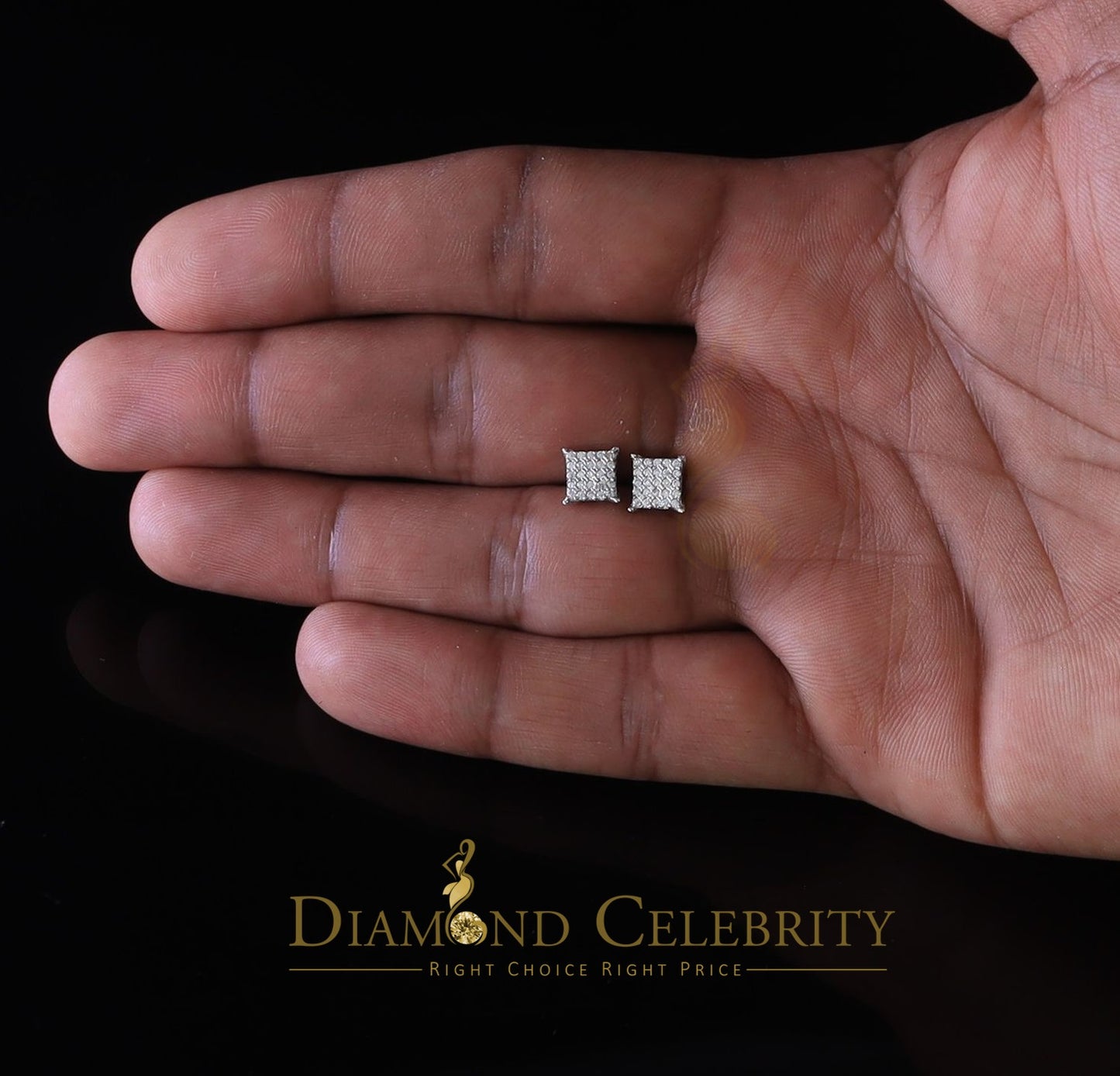 DiamondCelebritees  White 925 Silver Screw Back 0.50ct Cubic Zirconia Square Women Stud Earrings