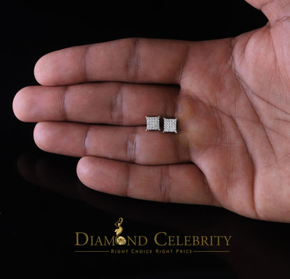 DiamondCelebritees  White 925 Silver Screw Back 0.50ct Cubic Zirconia Square Women Stud Earrings