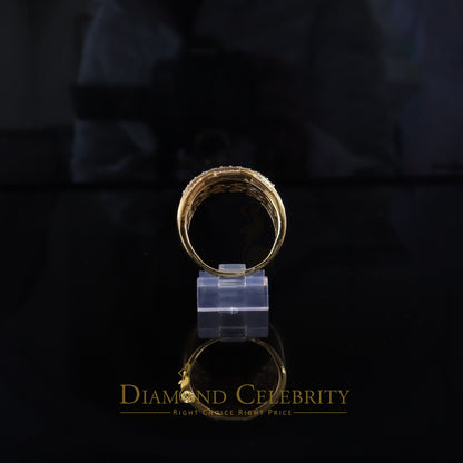 DiamondCelebritees Big 0.25ct Real Diamond 925 Yellow Miracle set Silver Wide Men's Band Ring SZ10