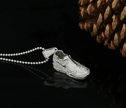 DiamondCelebritees Real 0.33ct Diamond 925 Sterling Silver SHOES Charm Necklace Pendant in White