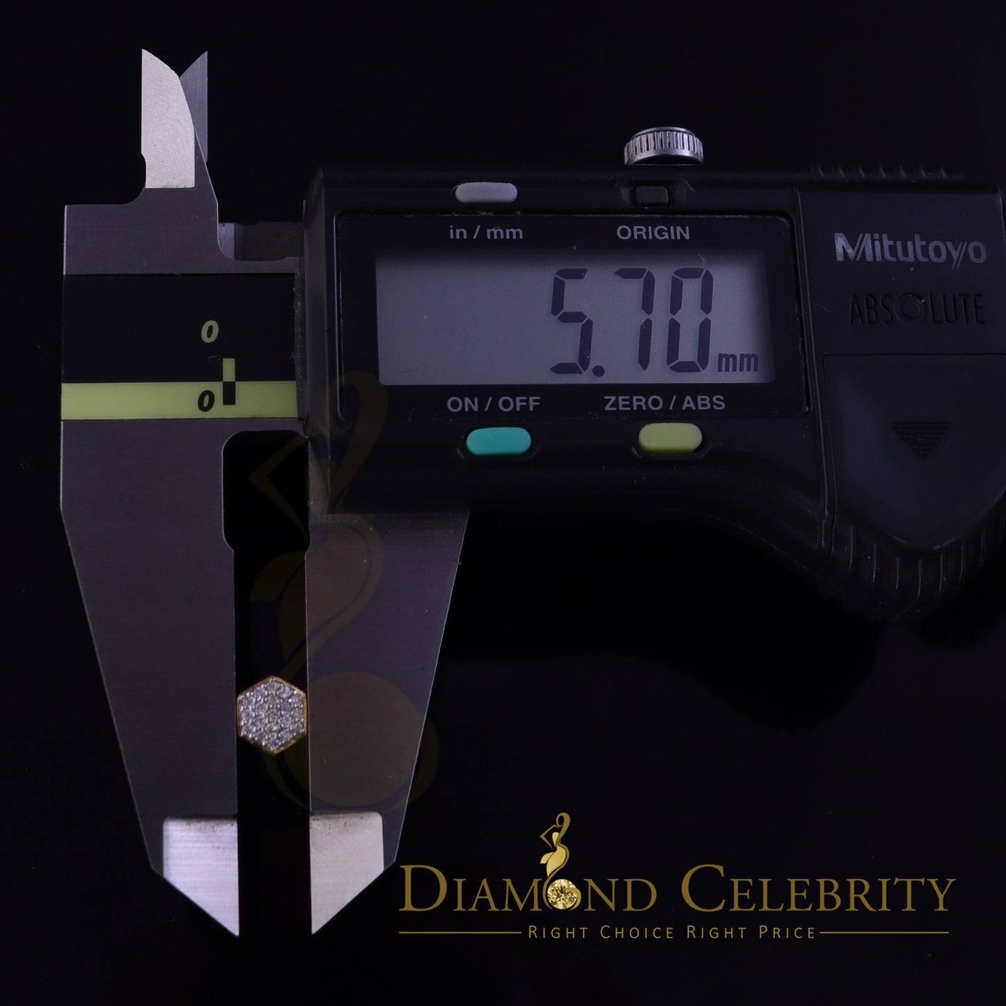 DiamondCelebritees  925 Yellow Silver 0.38ct Cubic Zirconia Women's & Men Hip Hop Hexagon Earrings