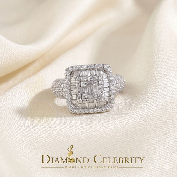 DiamondCelebritees Sterling 925 White Silver 4.50ct VVS D Baguette Moissanite Ring Size 10 Men's