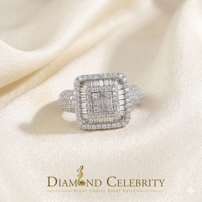 DiamondCelebritees Sterling 925 White Silver 4.50ct VVS D Baguette Moissanite Ring Size 10 Men's