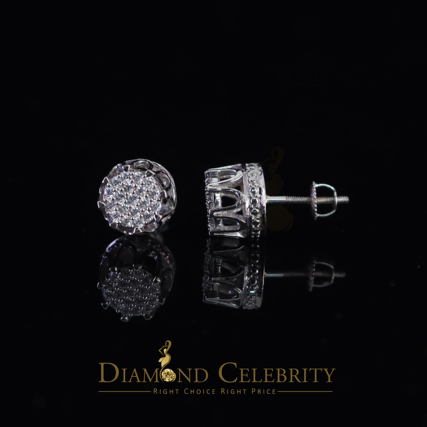 DiamondCelebritees  925 White Sterling Silver 0.58ct Cubic Zirconia Women's Hip Hop Flower Earrings