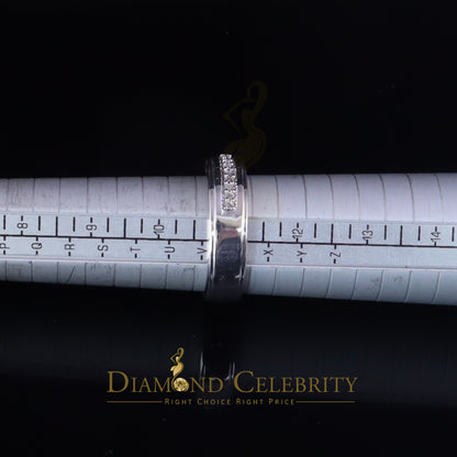 DiamondCelebritees 0.05ct In 925 Silver Round Cut White Diamond Men's Wedding Enternity Ring Size11