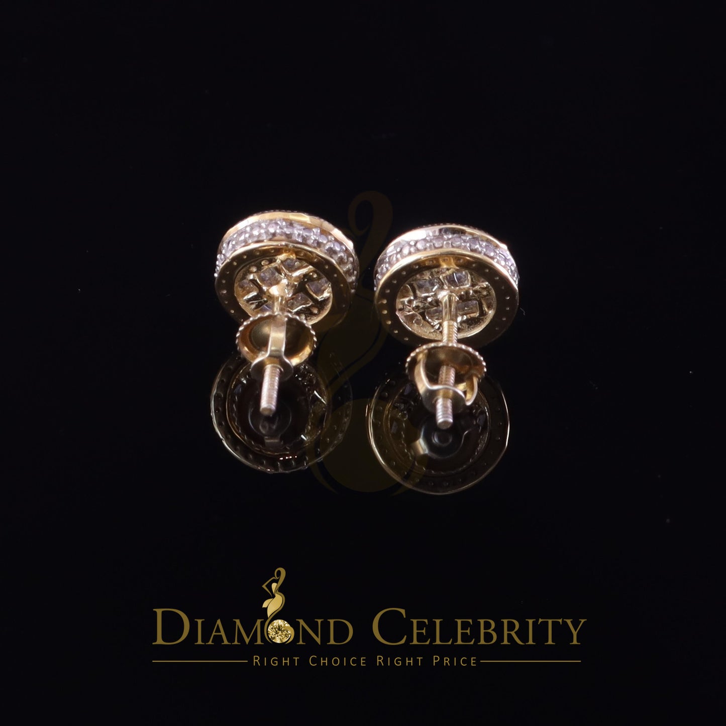 DiamondCelebritees 0.33ct Diamond 925 Sterling Yellow Silver For Men's & Womens Stud Round Earring