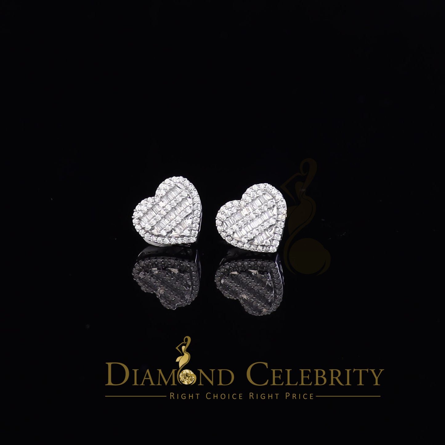 DiamondCelebritees  925 White Sterling Silver 1.48ct Cubic Zirconia Men's & Women's Heart Earrings