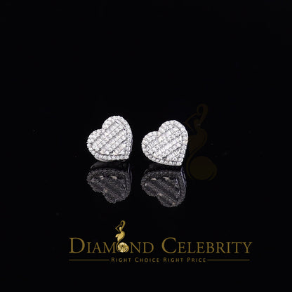 DiamondCelebritees  925 White Sterling Silver 1.48ct Cubic Zirconia Men's & Women's Heart Earrings