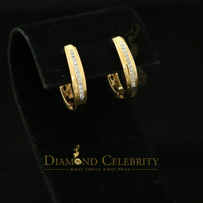 DiamondCelebritees 0.33ct Diamond 925 Sterling Silver Yellow Hoop Stud Earrings For Men's / Women's
