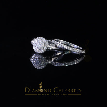 DiamondCelebritees 925 Women's White Silver 1.25ct CZ Round shape 2pcs Bridal /Engagement Ring SZ 7