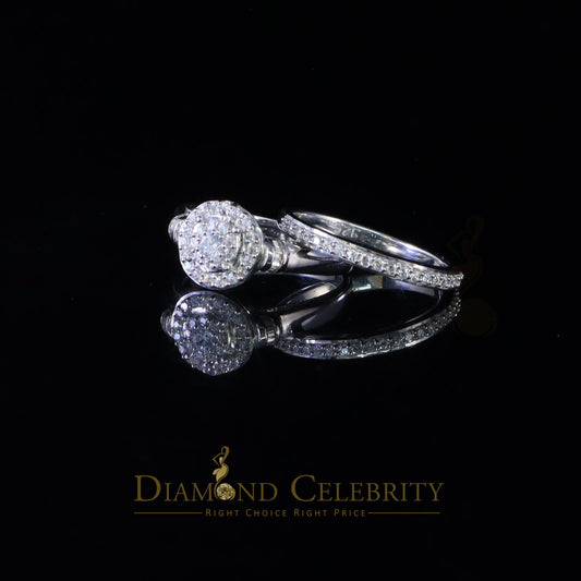 DiamondCelebritees 925 Women's White Silver 1.25ct CZ Round shape 2pcs Bridal /Engagement Ring SZ 7