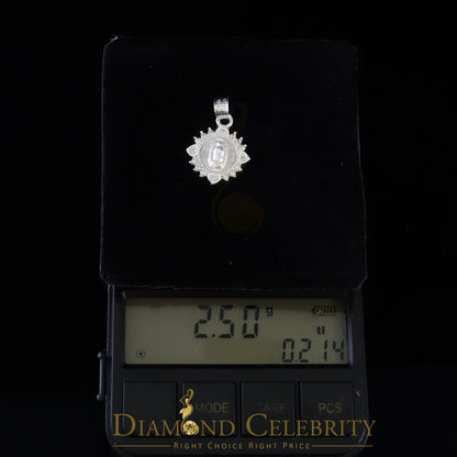 DiamondCelebritees 925 Sterling Silver Circle Lady Guadalupe Men's/Women's Pendant White Religious