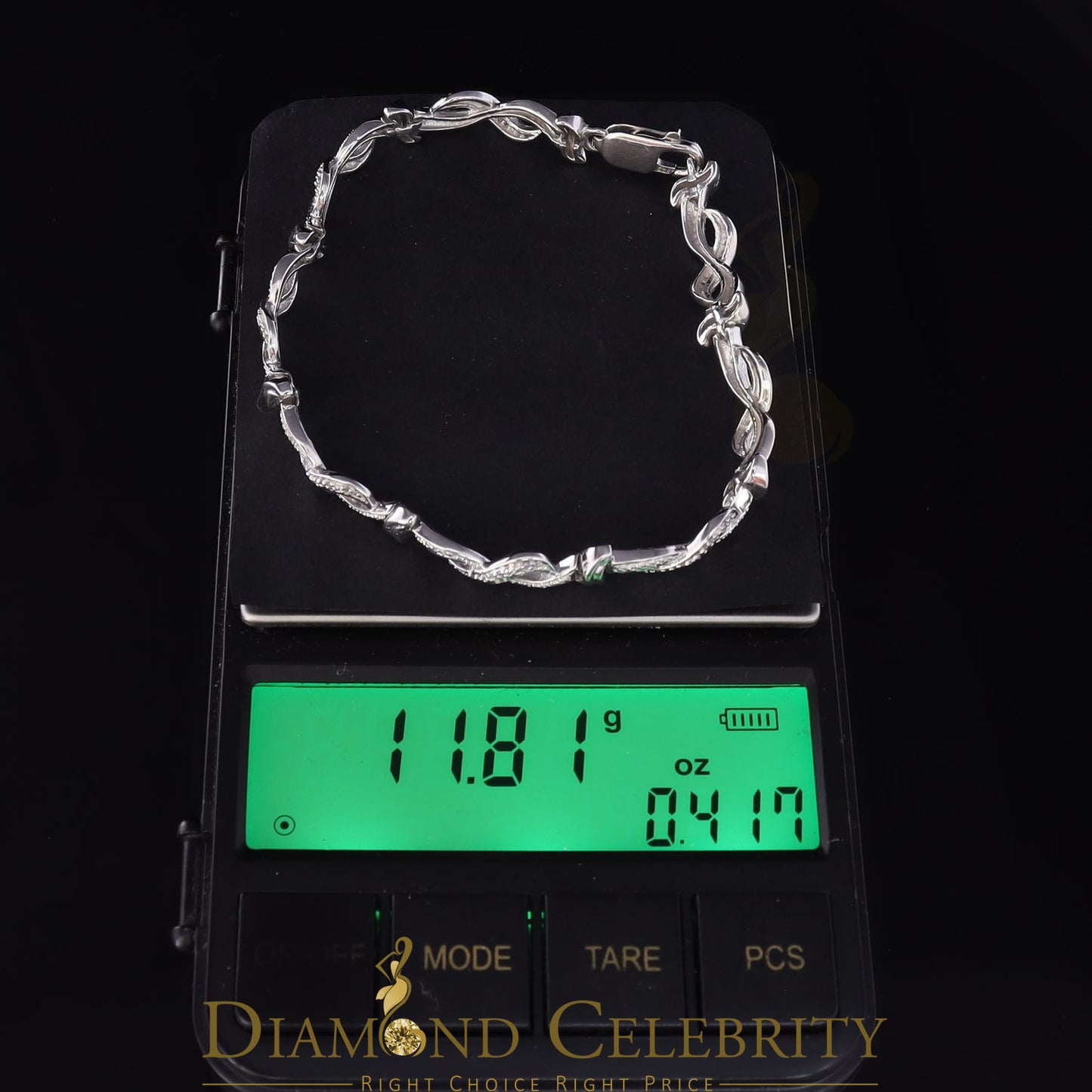 Diamondcelebritees White 0.15CT Real Diamond 925 Sterling Silver Fancy Bracelet-Size 7 Inches