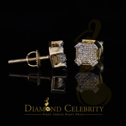 DiamondCelebritees 0.20ct Diamond Yellow 925 Sterling Silver Stud Earrings For Women's And Men's