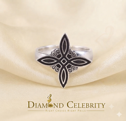 DiamondCelebritees White 925 Sterling Silver Witch Knot Geometric Style Women's Ring SZ 9