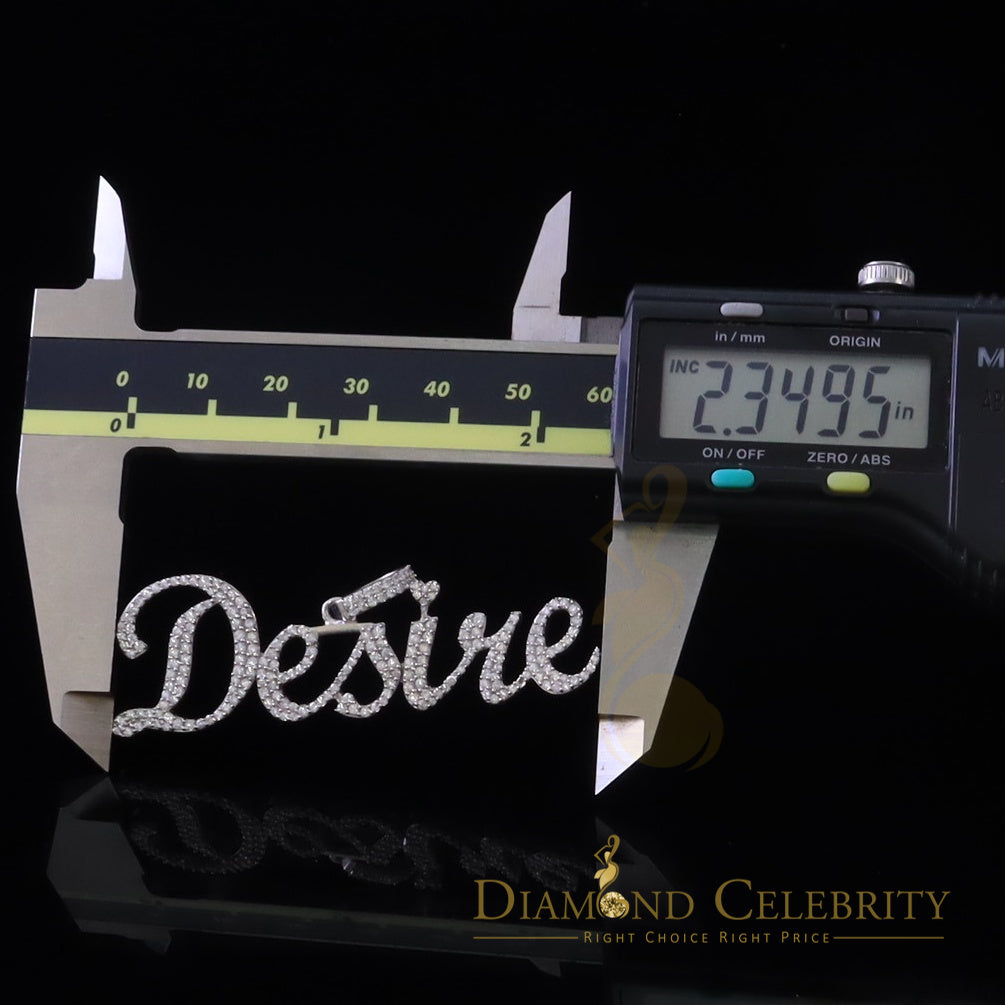 DiamondCelebritees White Desire Letter 925 Sterling Silver Pendant 2.49ct Cubic Zirconia stone