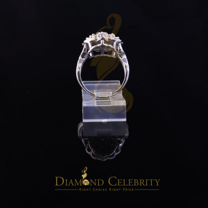 DiamondCelebritees 0.10CT Real Diamond 925 Sterling White Silver Womens Floral Ring Size 6.75