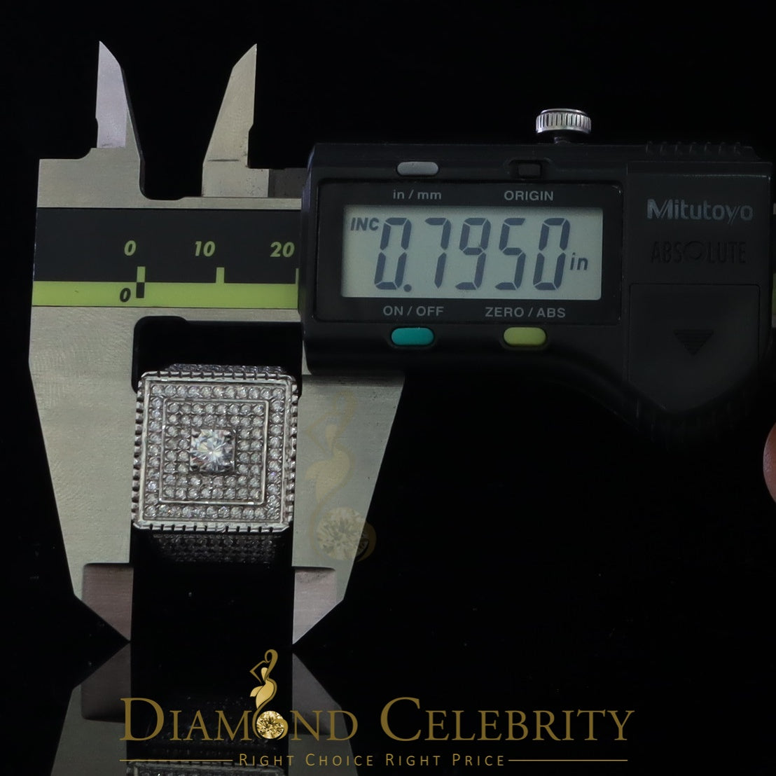 DiamondCelebritees Men's 6.25ct Cubic Zirconia White Silver Round Adjustable Ring From SZ 11 to 13