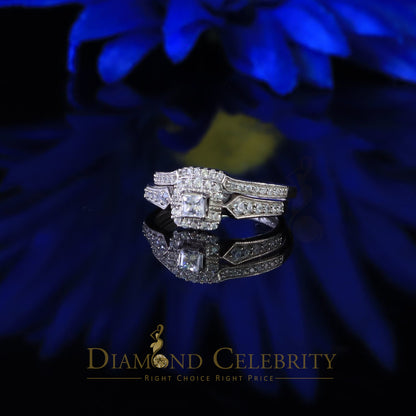 DiamondCelebritees 1.03ct Cubic Zirconia Sterling White Silver Square Bridal Womens style Ring Sz 7