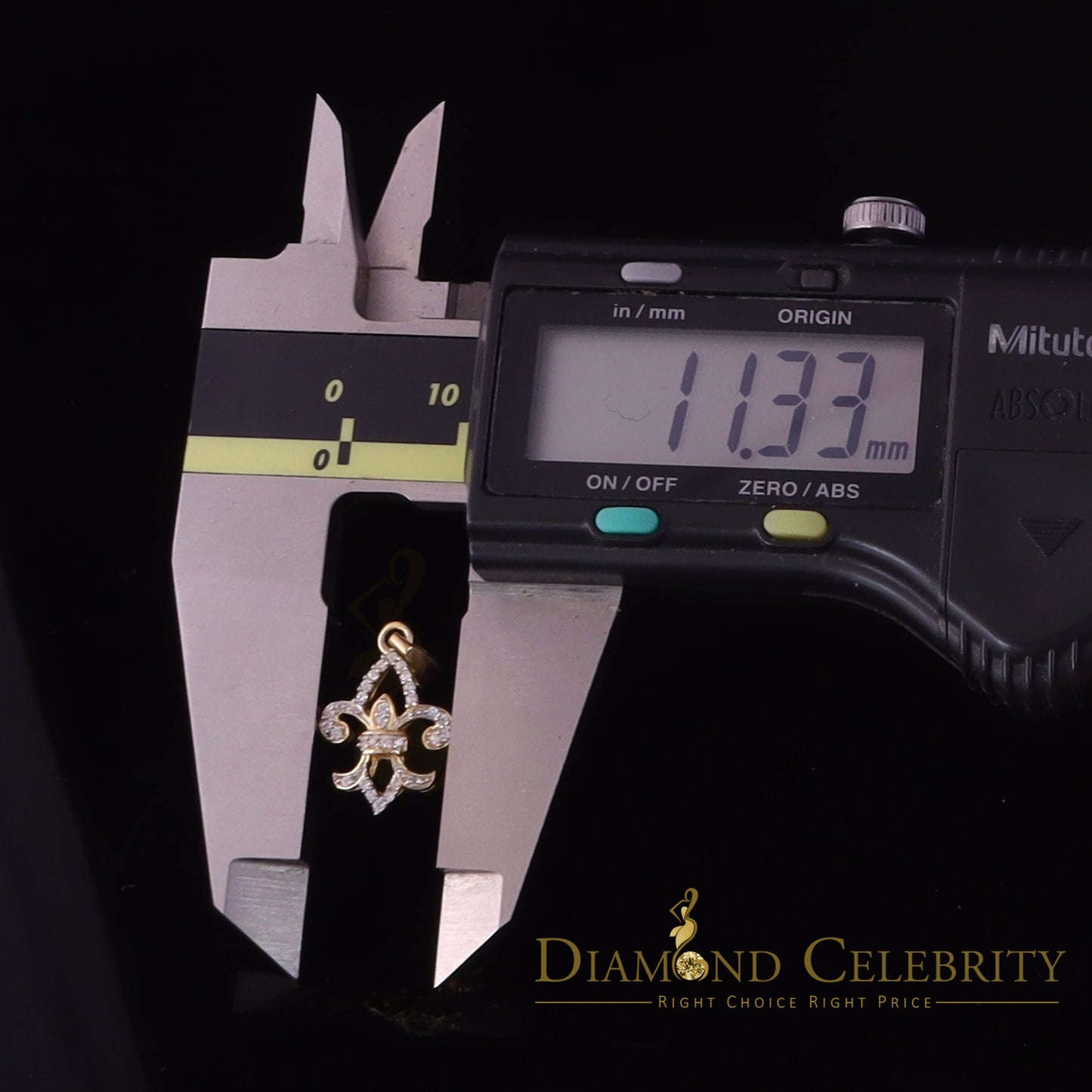 DiamondCelebritees Promise Yellow Sterling Silver Fleur de Lis Pendant with 0.30ct Cubic Zirconia