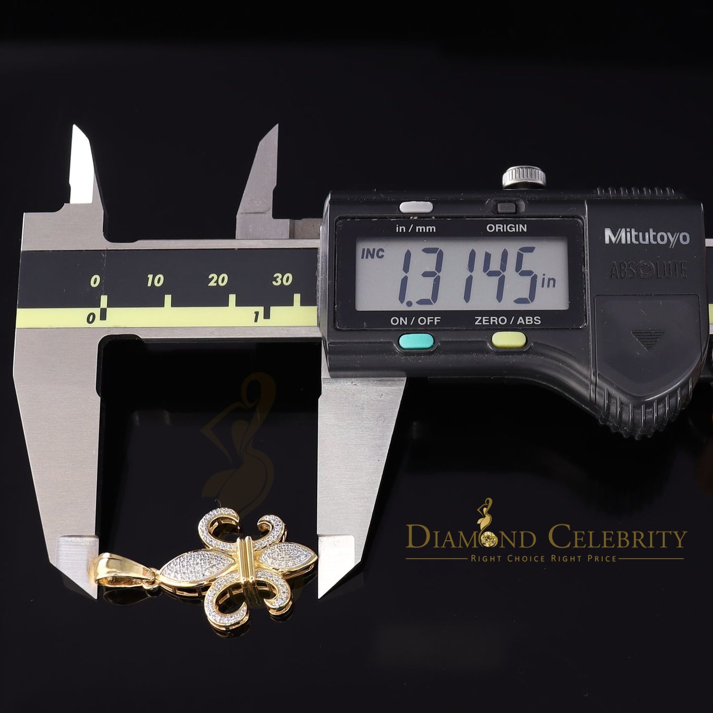 DiamondCelebritees Promise Yellow 925 Sterling Silver Fleur de Lis Pendant 0.50ct Cubic Zirconia
