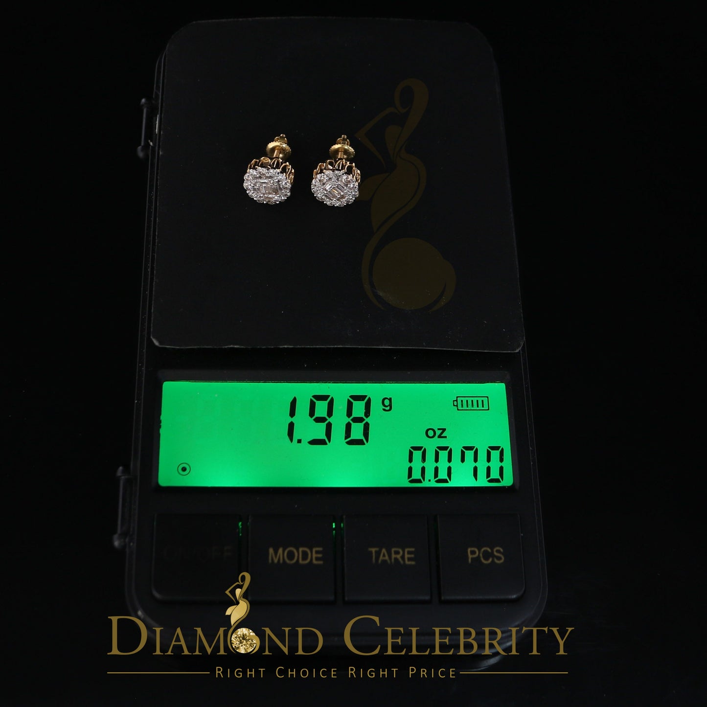 DiamondCelebritees 10K Real Yellow Gold with 0.66CT Real Diamond Men's/Women's Stud Earrings