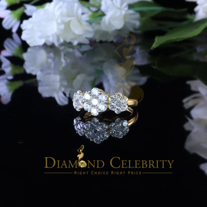 DiamondCelebritees 925 Sterling YellowSilver Cubic Zirconia 5.50ct Floral Set Womens Ring Size 6.50