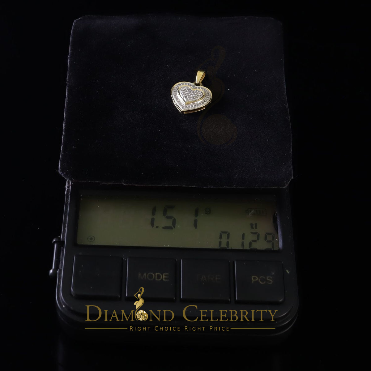 DiamondCelebritees  Real 0.25ct Diamond 925 Sterling Silver HEART Charm Necklace Pendant in Yellow