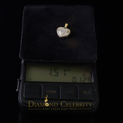 DiamondCelebritees  Real 0.25ct Diamond 925 Sterling Silver HEART Charm Necklace Pendant in Yellow