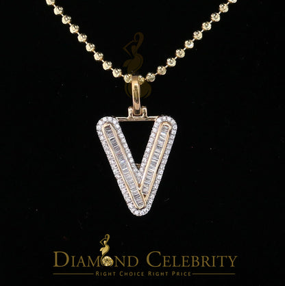 DiamondCelebritees Yellow Bugutte Initial All Alphabet Sterling Silver Pendant with Cubic Zirconia