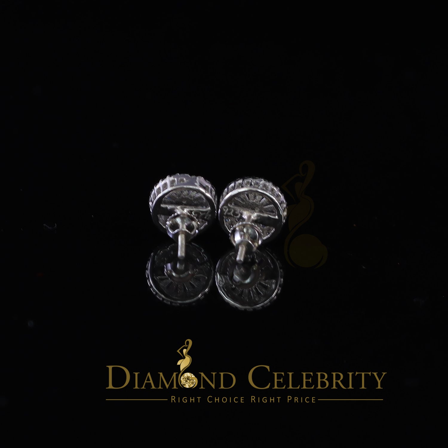 DiamondCelebritees  0.52ct Cubic Zirconia 925 White Sterling Silver Women's Hip Hop Round Earrings
