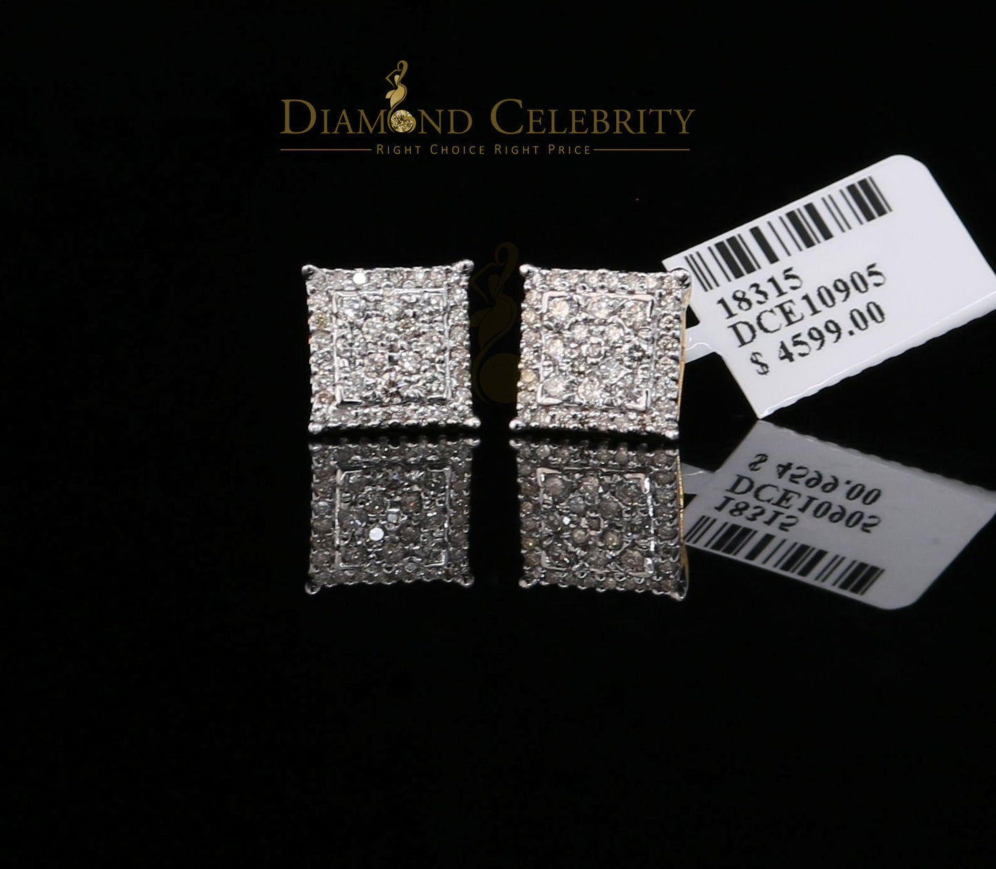 DiamondCelebritees 10K Real Yellow Gold with 1.20CT Real Diamond Men's/Women's Stud Earrings