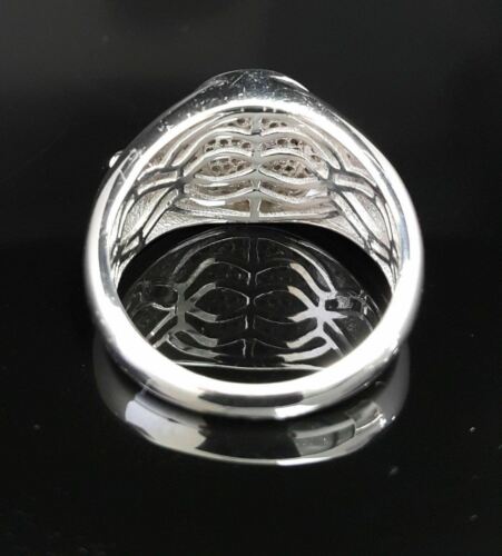 DiamondCelebritees 925 Silver White 1.50ct Cubic Zirconia Wide Oval Engagement Men's Ring Size 11