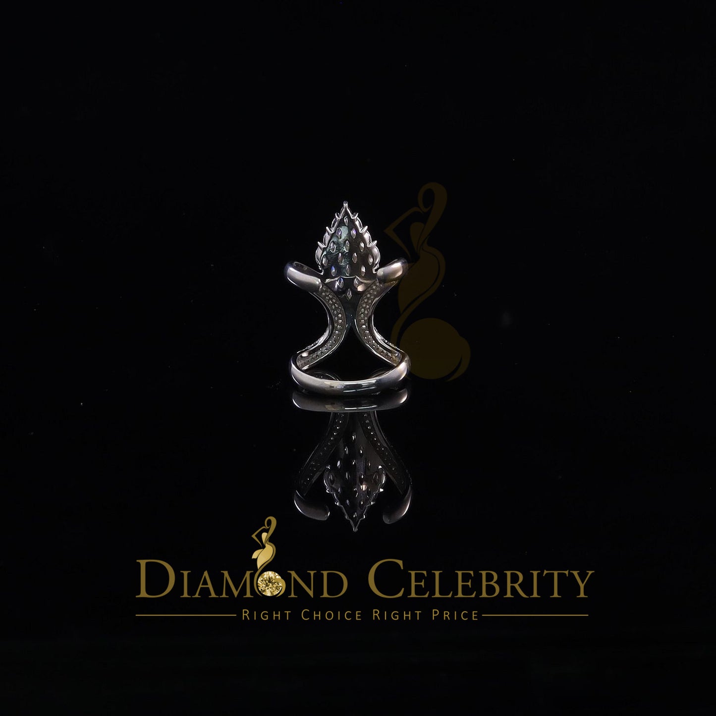 DiamondCelebritees Sterling White Silver 2.00ct Cubic Zirconia Cocktail Floral Women's Ring Size 7