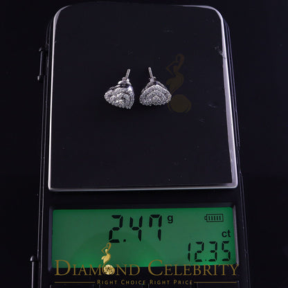 DiamondCelebritees  1.07ct Cubic Zirconia 925 White Sterling Silver Women's Hip Hop Heart Earrings