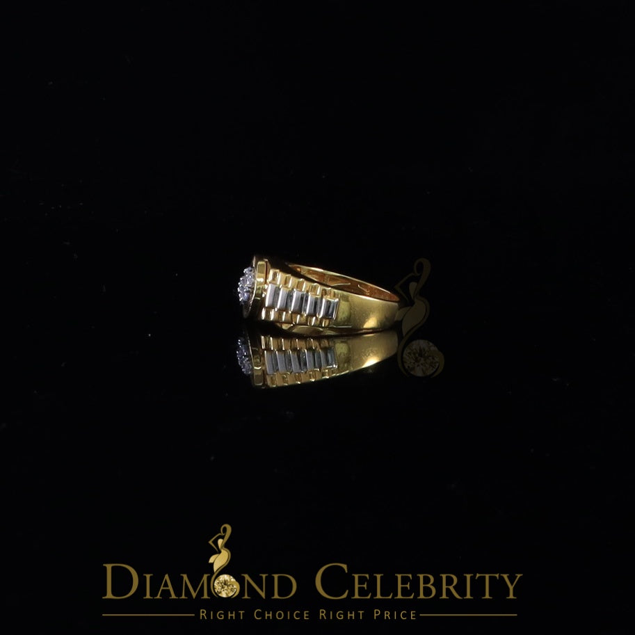 DiamondCelebritees Men's 0.30ct Cubic Zirconia Yellow Silver Heavy Look Round Ring SZ 9