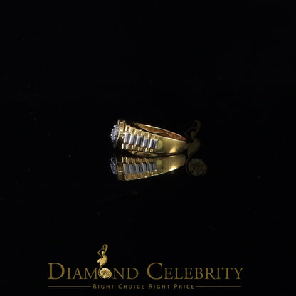 DiamondCelebritees Men's 0.30ct Cubic Zirconia Yellow Silver Heavy Look Round Ring SZ 9