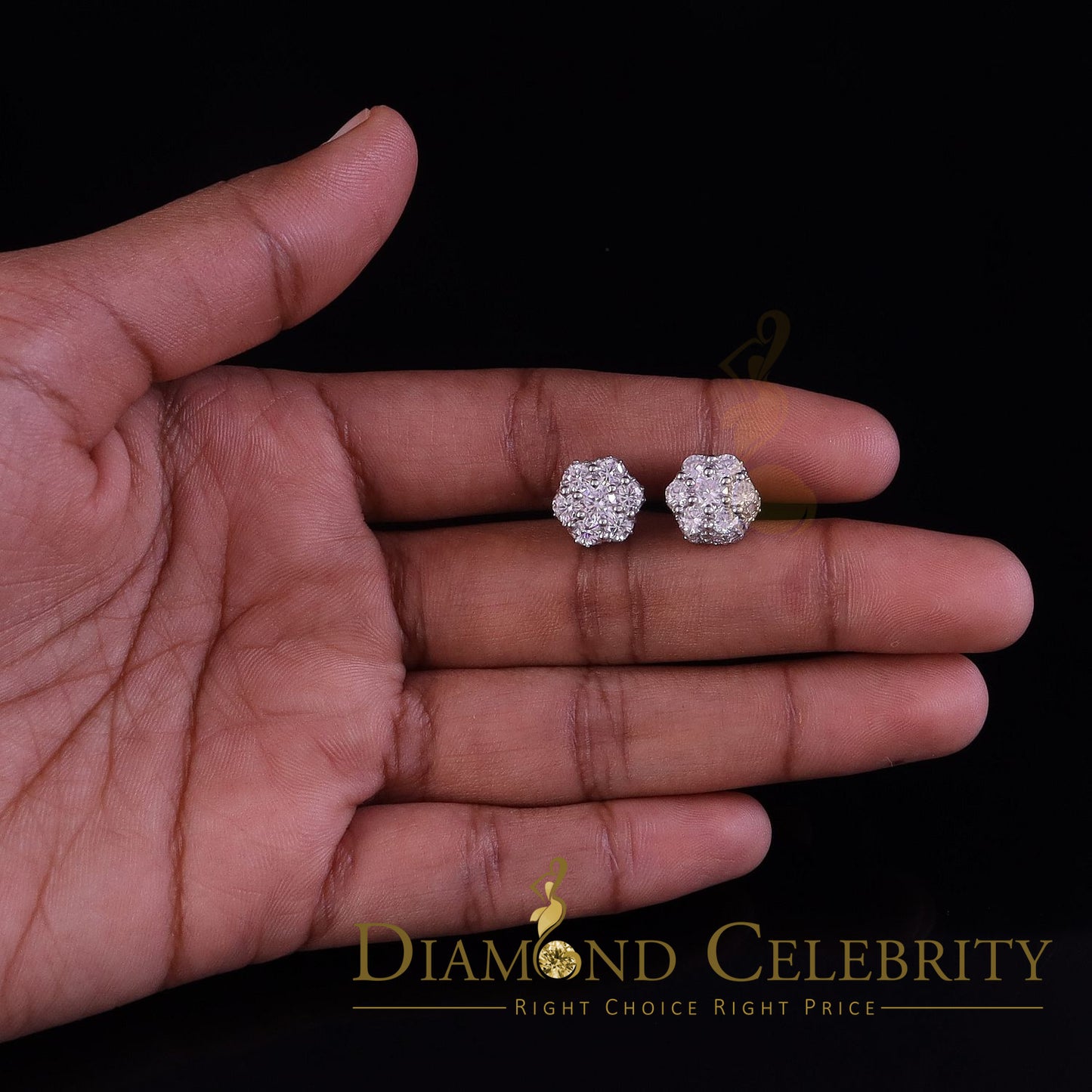 DiamondCelebritees  2.00ct Cubic Zirconia 925 White Silver Sterling Hip Hop Floral Women's Earrings