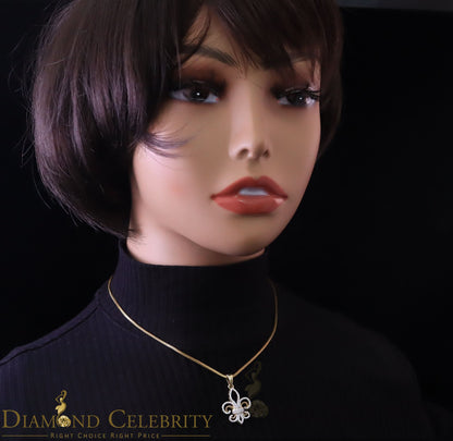 DiamondCelebritees Yellow 925 Sterling Silver Fleur de Lis Pendant with 0.93ct Cubic Zirconia Stone