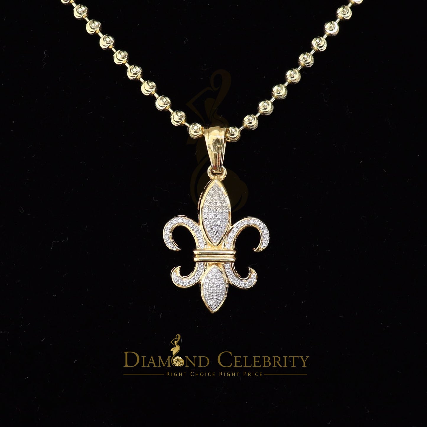 DiamondCelebritees Promise Yellow 925 Sterling Silver Fleur de Lis Pendant 0.50ct Cubic Zirconia