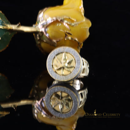 0.40ct Diamond with. Yellow Silver Round Mens's Adjustable Ring From SZ 10 to 12